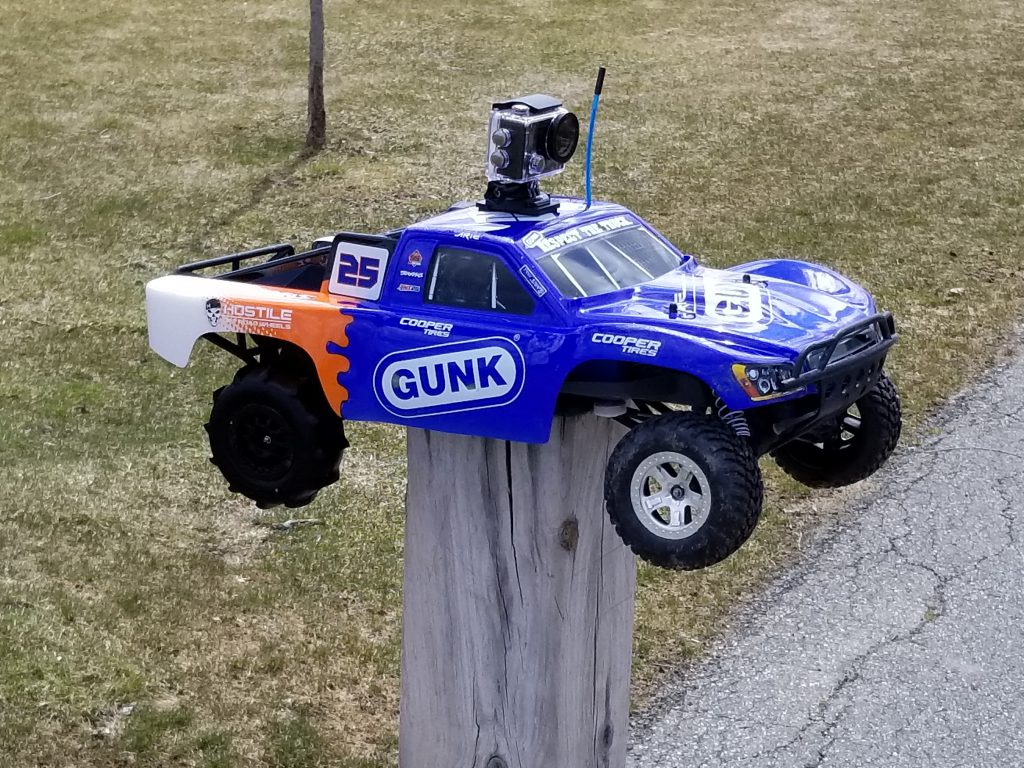 Traxxas Slash with Proline paddle tires and Akaso Brave 4 FPV action camera