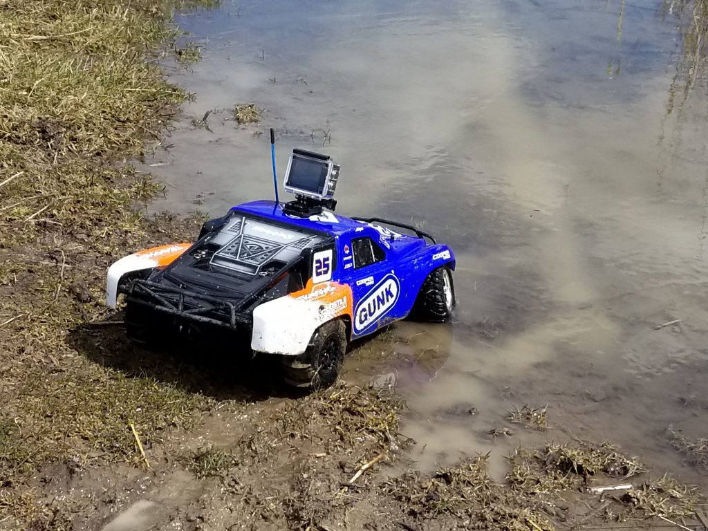 RC car going through mud