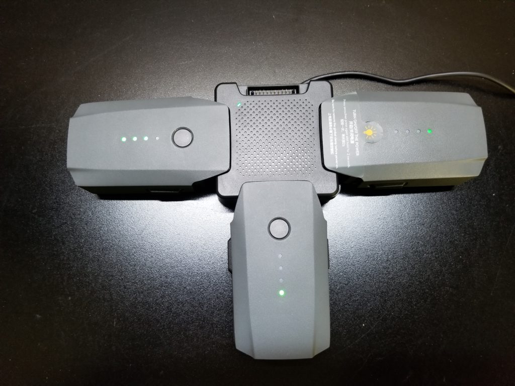 DJI Mavic Pro Intelligent flight batteries on a charger